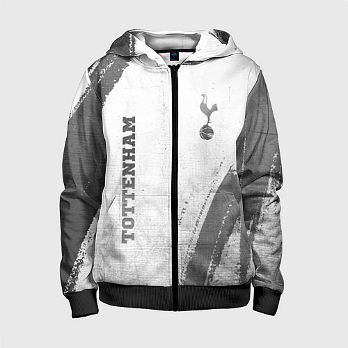 Детская толстовка на молнии Tottenham - white gradient вертикально / 3D-Черный – фото 1