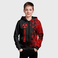 Толстовка на молнии детская Fallout - red gradient по-вертикали, цвет: 3D-черный — фото 2