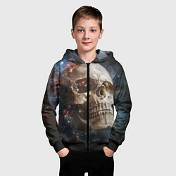 Толстовка на молнии детская Череп - космос, цвет: 3D-черный — фото 2