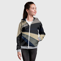 Толстовка на молнии детская Фрактальные линии - темный, цвет: 3D-меланж — фото 2
