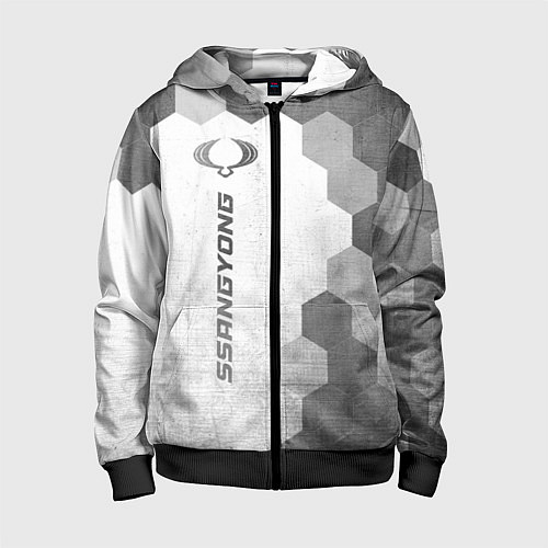 Детская толстовка на молнии SsangYong - white gradient по-вертикали / 3D-Черный – фото 1