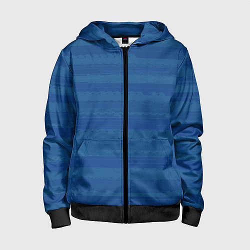 Детская толстовка на молнии Тёмный серо-синий полосатый / 3D-Черный – фото 1