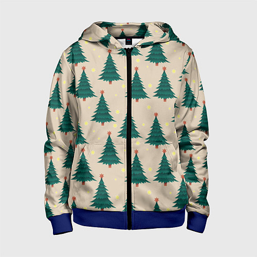 Детская толстовка на молнии Новогодняя ель / 3D-Синий – фото 1