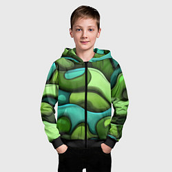 Толстовка на молнии детская Объемные камуфляжные полосы, цвет: 3D-черный — фото 2