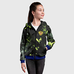 Толстовка на молнии детская Зеленая краска в виде камуфляжа, цвет: 3D-синий — фото 2