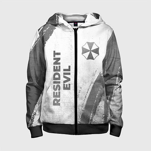 Детская толстовка на молнии Resident Evil - white gradient вертикально / 3D-Черный – фото 1