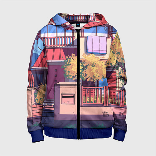 Детская толстовка на молнии Lo-fi японский стиль улица / 3D-Синий – фото 1