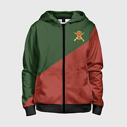 Толстовка на молнии детская Мотострелковые войска: герб со щитом, цвет: 3D-черный