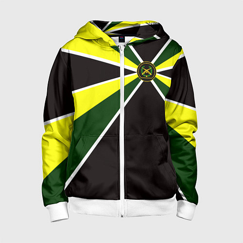 Детская толстовка на молнии Мотострелковые войска: шеврон без текста / 3D-Белый – фото 1