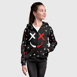 Толстовка на молнии детская Smile face, цвет: 3D-черный — фото 2