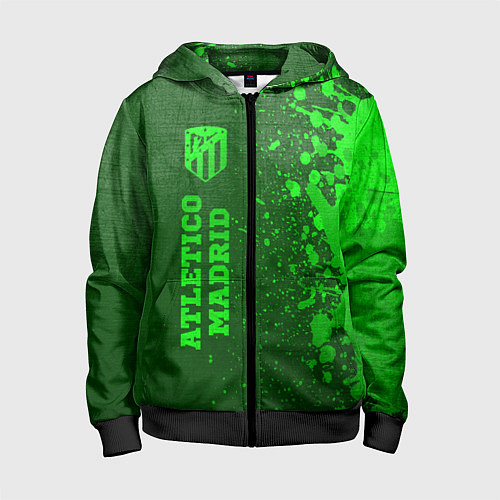 Детская толстовка на молнии Atletico Madrid - green gradient по-вертикали / 3D-Черный – фото 1