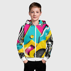 Толстовка на молнии детская Праздничная абстракция, цвет: 3D-белый — фото 2