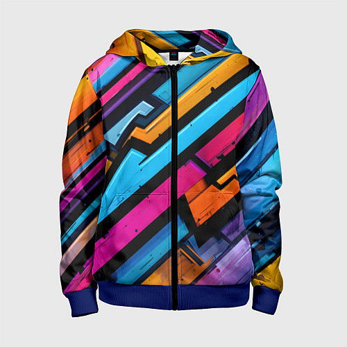 Детская толстовка на молнии Абстракция с граффити / 3D-Синий – фото 1