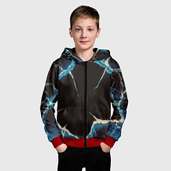 Толстовка на молнии детская Разлом черного абстрактного стекла, цвет: 3D-красный — фото 2