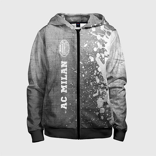 Детская толстовка на молнии AC Milan - grey gradient по-вертикали / 3D-Черный – фото 1