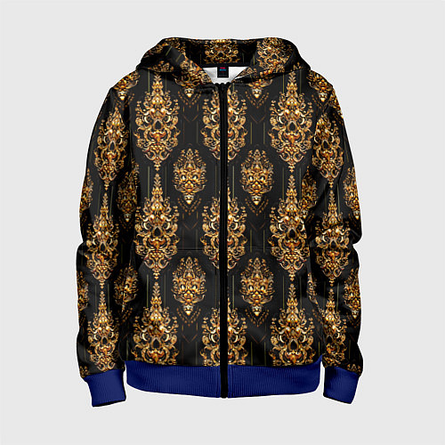 Детская толстовка на молнии Тайский золотой орнамент / 3D-Синий – фото 1
