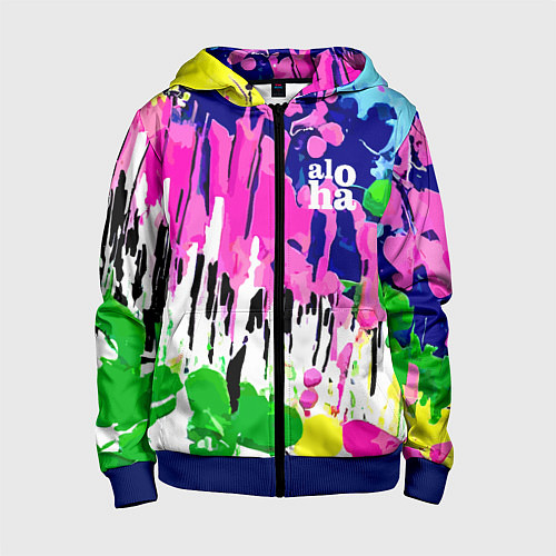 Детская толстовка на молнии Colorful abstraction - aloha / 3D-Синий – фото 1