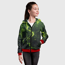 Толстовка на молнии детская Зеленые волокна - текстура, цвет: 3D-красный — фото 2