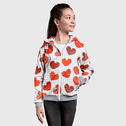 Толстовка на молнии детская Сердца на бумаге, цвет: 3D-меланж — фото 2