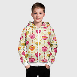 Толстовка на молнии детская Сердечки подборка, цвет: 3D-белый — фото 2