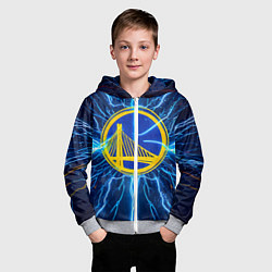 Толстовка на молнии детская Голден Стэйт Уорриорз в разрядах молнии, цвет: 3D-меланж — фото 2