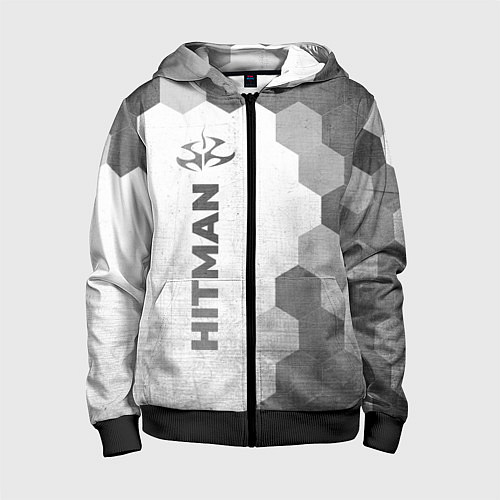 Детская толстовка на молнии Hitman - white gradient по-вертикали / 3D-Черный – фото 1