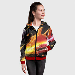 Толстовка на молнии детская Динамичная краска текстура, цвет: 3D-красный — фото 2