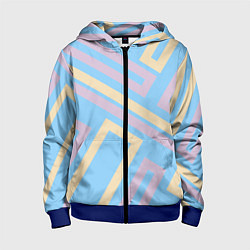 Детская толстовка на молнии Прямоугольники по диагонали-голубой, бежевый