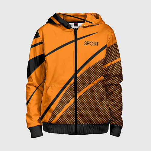 Детская толстовка на молнии Sport оранжевый с чёрным точечный / 3D-Черный – фото 1