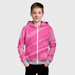 Толстовка на молнии детская Розовый однотонный абстракция с полосой, цвет: 3D-меланж — фото 2
