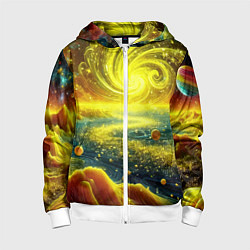 Толстовка на молнии детская Neon galaxy - ai art fantasy, цвет: 3D-белый