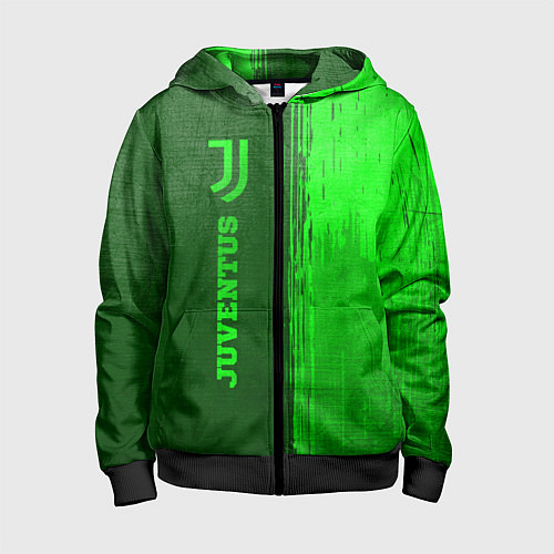 Детская толстовка на молнии Juventus - green gradient по-вертикали / 3D-Черный – фото 1