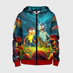 Толстовка на молнии детская Rick and Morty on the fly agaric planet, цвет: 3D-красный