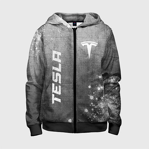 Детская толстовка на молнии Tesla - grey gradient вертикально / 3D-Черный – фото 1