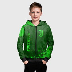 Толстовка на молнии детская Juventus - green gradient вертикально, цвет: 3D-черный — фото 2