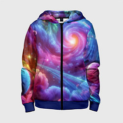 Толстовка на молнии детская Neon space fantasy, цвет: 3D-синий