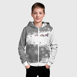 Толстовка на молнии детская Горы зовут сноуборд серый, цвет: 3D-белый — фото 2
