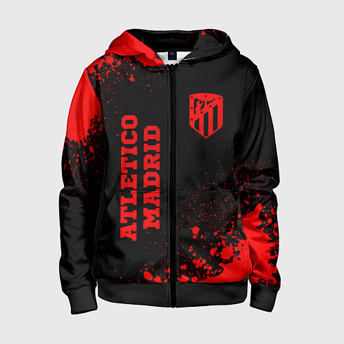 Детская толстовка на молнии Atletico Madrid - red gradient вертикально / 3D-Черный – фото 1