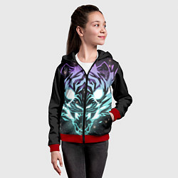 Толстовка на молнии детская Неоновый зверь, цвет: 3D-красный — фото 2