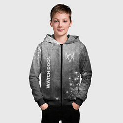 Толстовка на молнии детская Watch Dogs - grey gradient вертикально, цвет: 3D-черный — фото 2