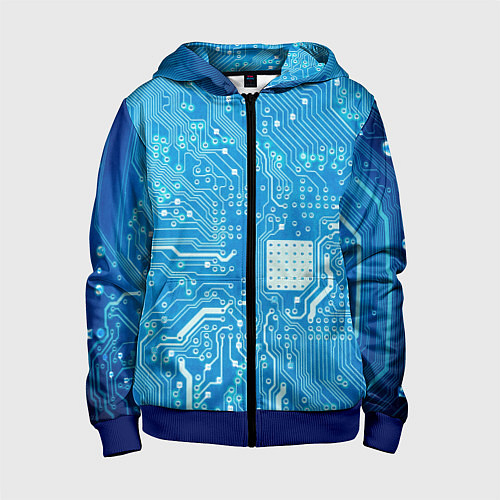 Детская толстовка на молнии Системная плата / 3D-Синий – фото 1