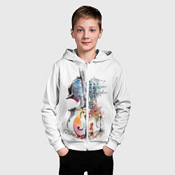 Толстовка на молнии детская Скрипка, цвет: 3D-белый — фото 2