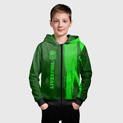 Толстовка на молнии детская Liverpool - green gradient по-вертикали, цвет: 3D-черный — фото 2