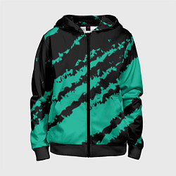 Толстовка на молнии детская The color is black and turquoise, цвет: 3D-черный