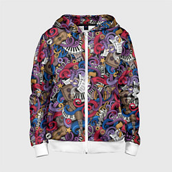 Детская толстовка на молнии Музыкальный коллаж