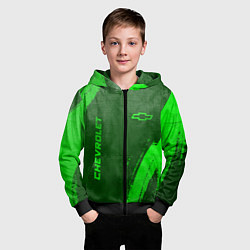 Толстовка на молнии детская Chevrolet - green gradient вертикально, цвет: 3D-черный — фото 2