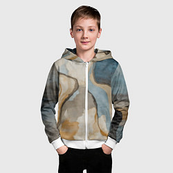 Толстовка на молнии детская Абстракция с песком и водой, цвет: 3D-белый — фото 2