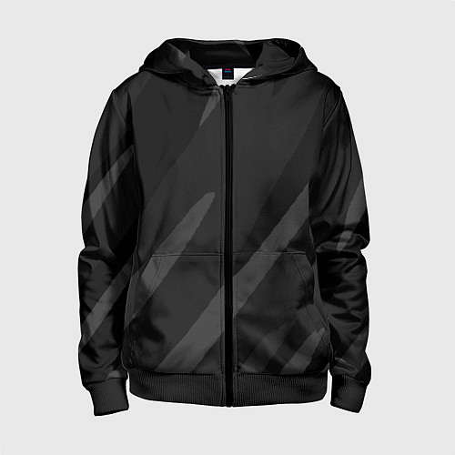 Детская толстовка на молнии Чёрно-серый абстрактный полосы / 3D-Черный – фото 1