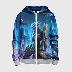 Толстовка на молнии детская Mass Effect - neon glow fantastic, цвет: 3D-меланж