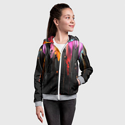 Толстовка на молнии детская Разноцветная рельефная краска текстура, цвет: 3D-меланж — фото 2